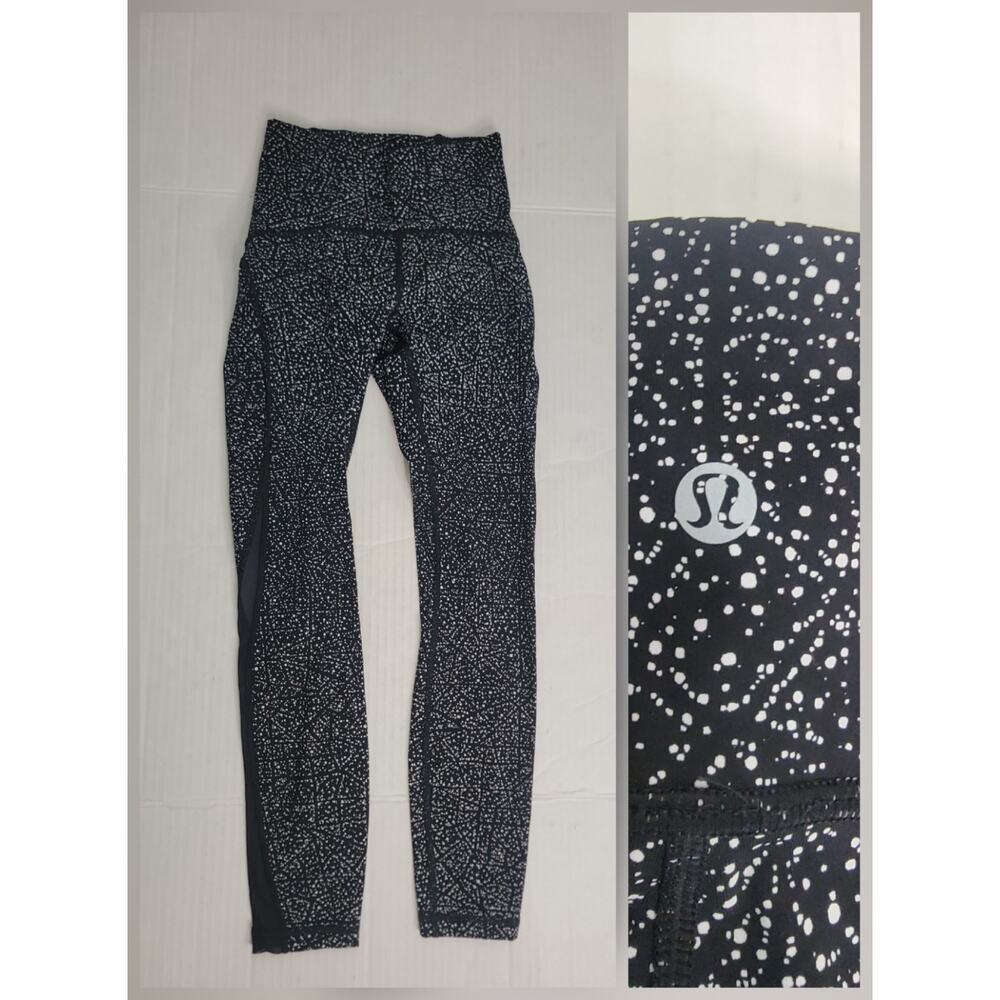 LULULEMON Leggings Sz 2 High Rise Mesh Pannels 24" Prints W5AORS
